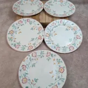 Set of 5 Churchill Briar Rose dinner plates – Vintage English earthenware