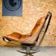 Vintage retro sigurd resell leather  &  chrome falcon chair