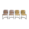 Lot de 4 chaises en cuir et chrome, Cidue