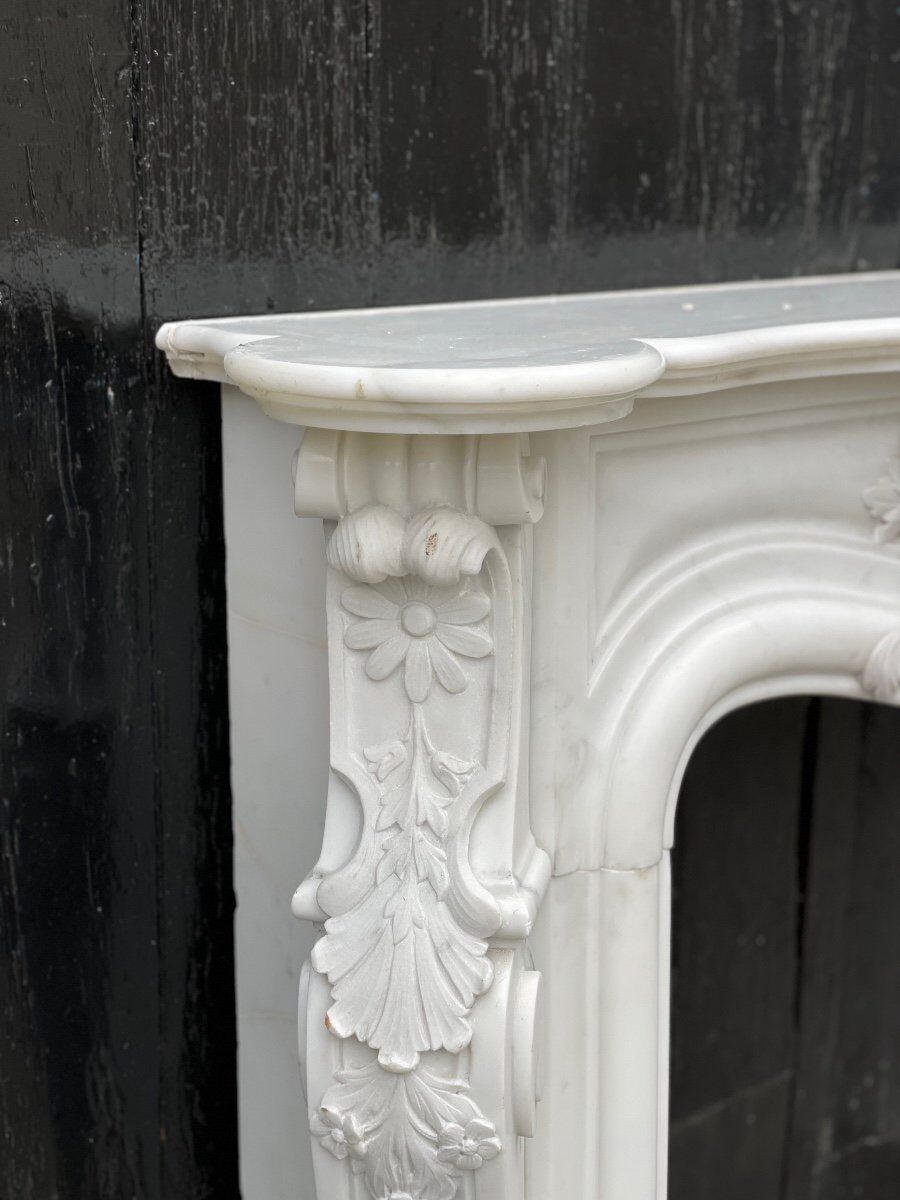 Louis XV style fireplace in Carrara marble circa 1980