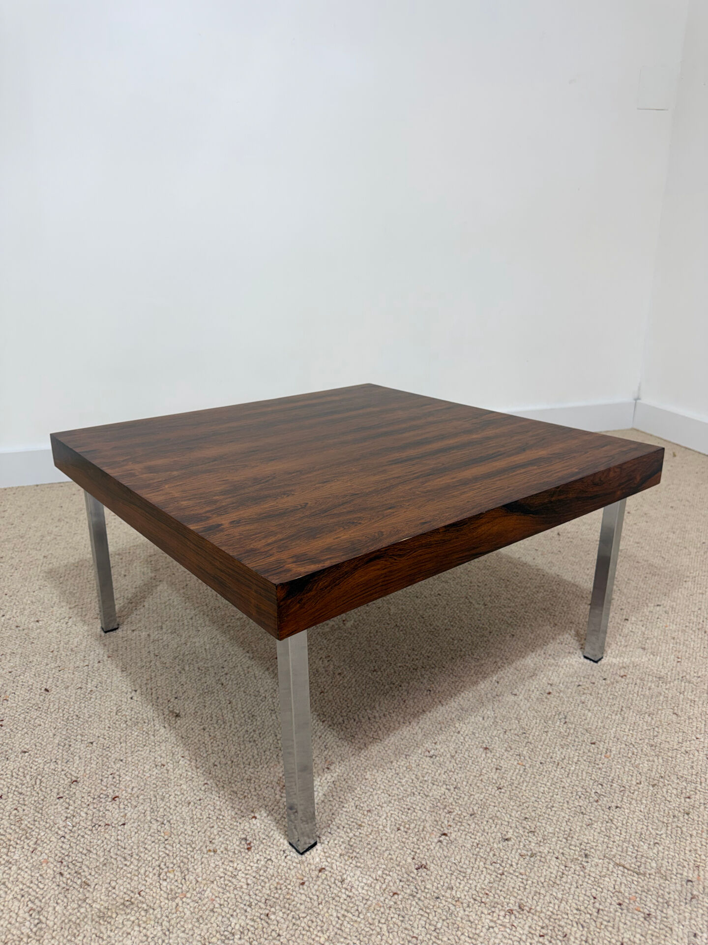 Vintage coffee table in rosewood and chrome steel – 1970s