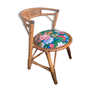 chaise de terrasse de bistrot brasserie en rotin 1950