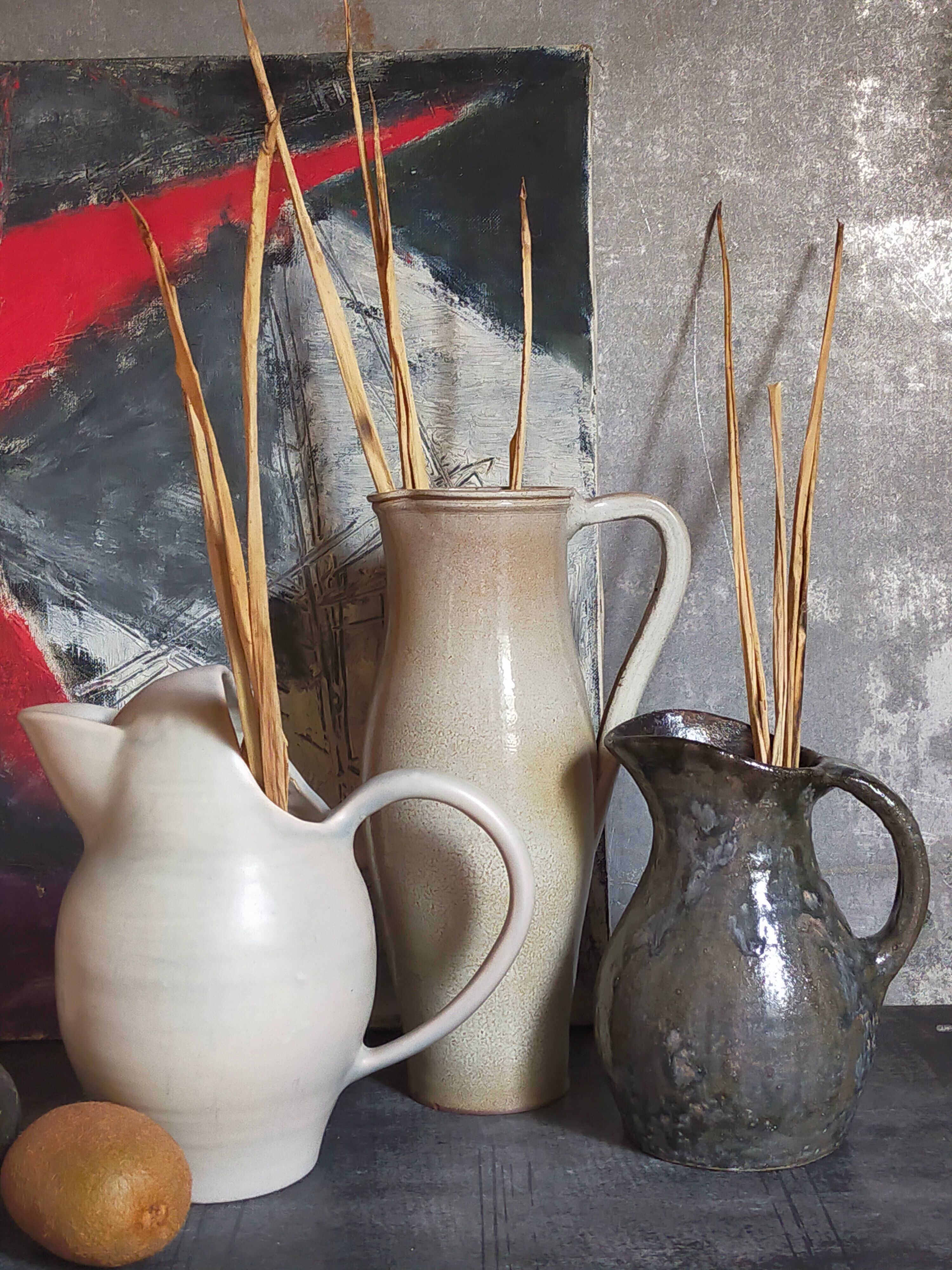 Enamelled sandstone pitcher Jean Dubost in Noron La Poterie 60s