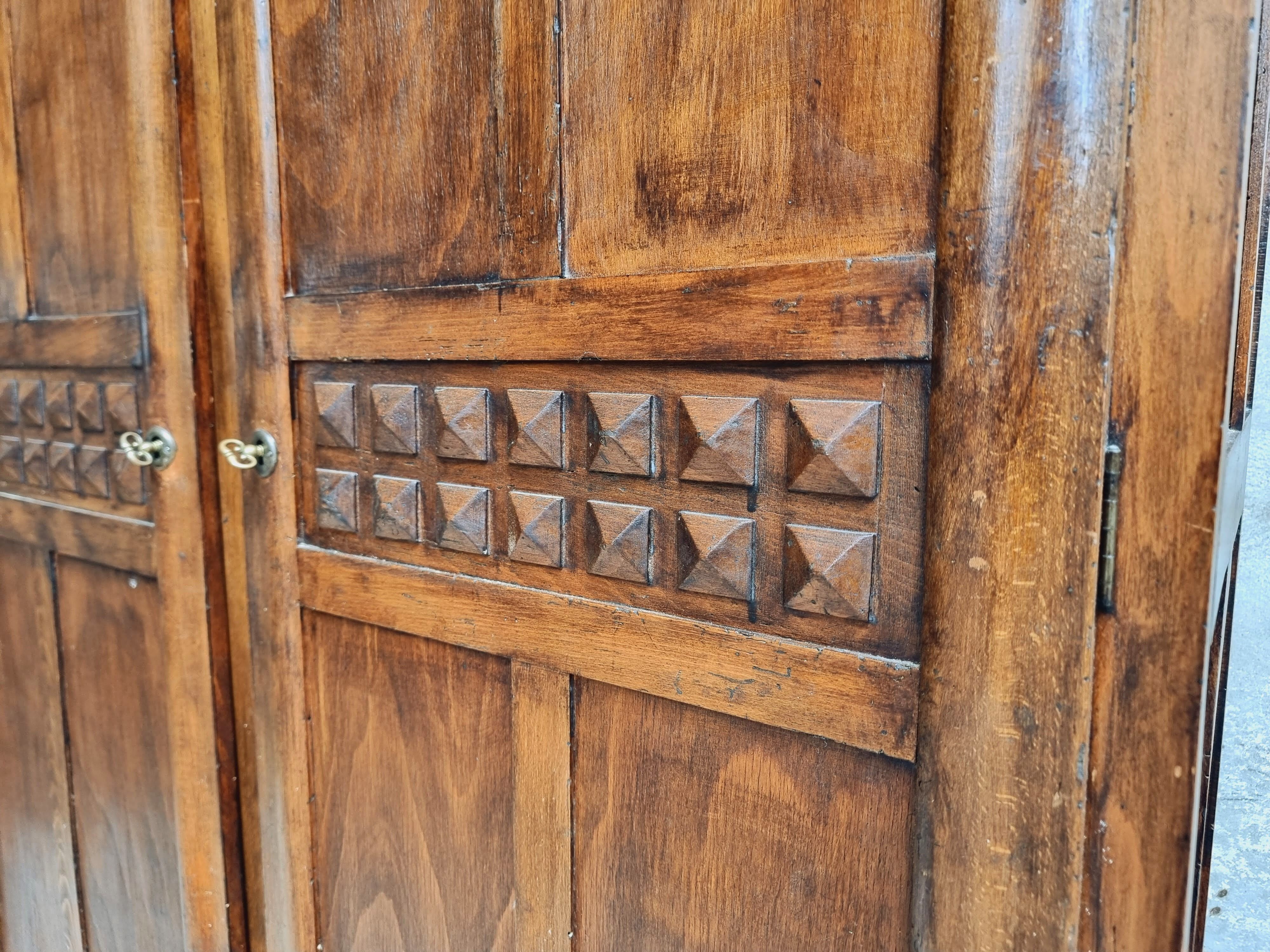 Old wardrobe linen cabinet beech wood