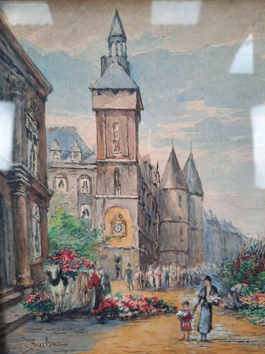 Tableau du marché aux fleurs français du milieu du siècle