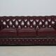 Vintage 3-seater Chesterfield sofa in burgundy leather - teak frame, 1960s.