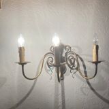 Dutch chandelier eight branch three solid bronze sconces