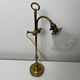 1900s style desk lamp with old crystal lampshade, up and down system