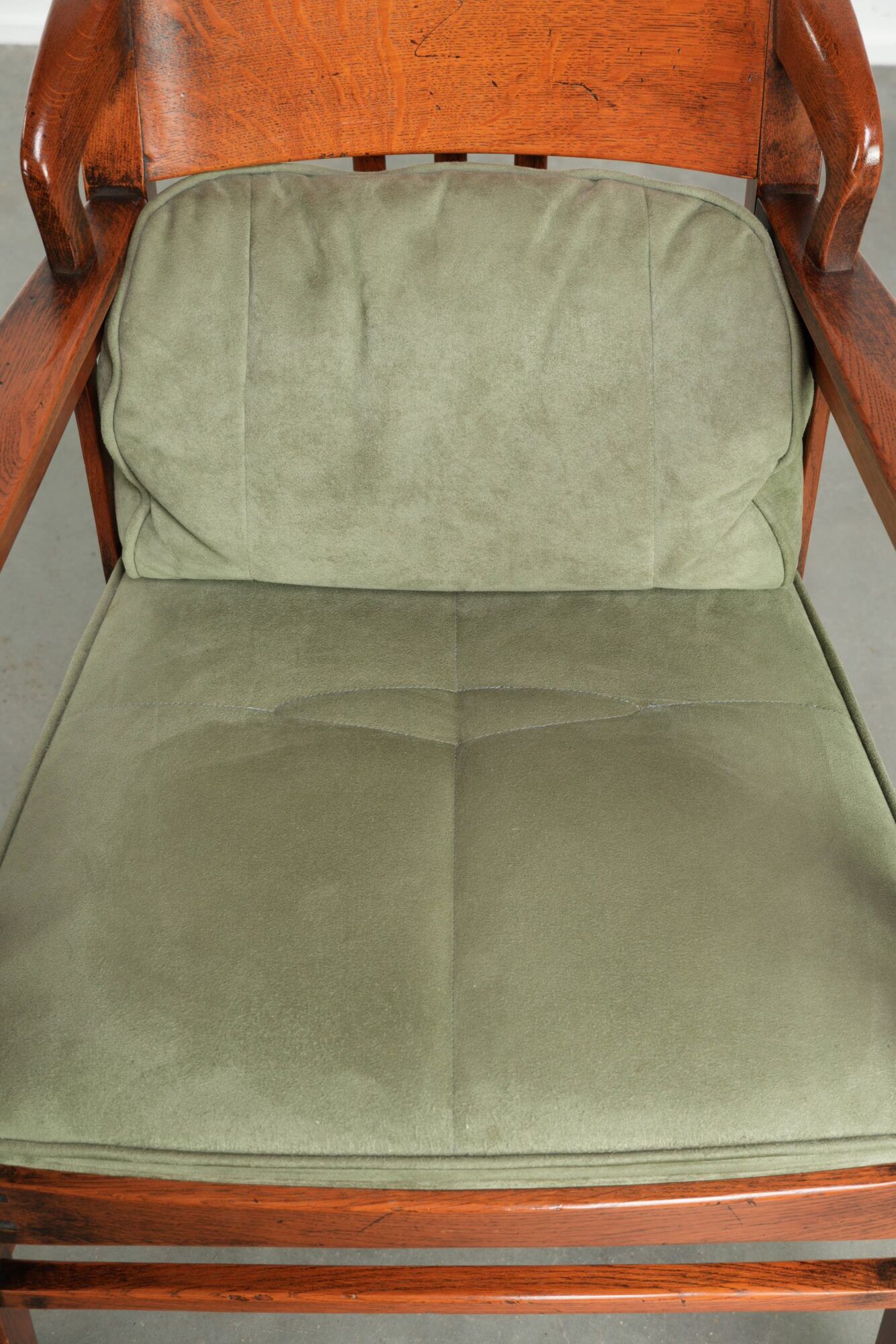 Set of 2 Art Nouveau/Jugendstil dining chairs with suede upholstery