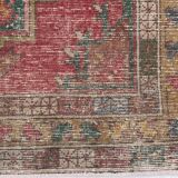 4x9 Shades Of Red & Green Oriental Turkish Vintage Rug, 134x284Cm
