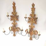 Large pair of painted metal wall lights, 1970s Italy.