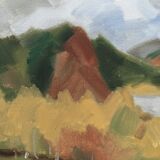 Peinture à l’huile de paysage expressionniste suédoise, encadrée  « Autumn View »