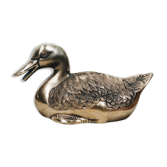 Canard vintage en métal argenté