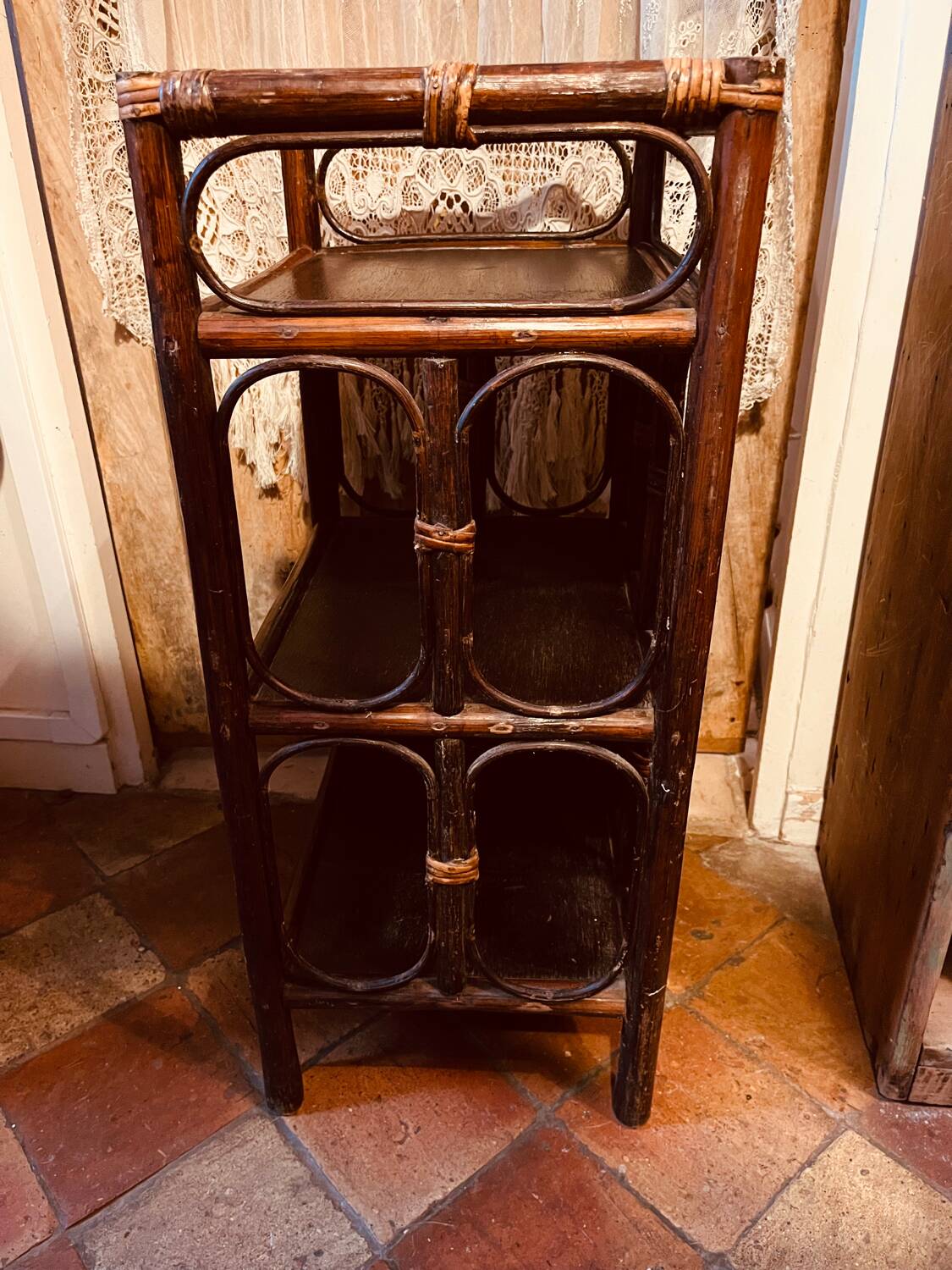 Vintage rattan shelf