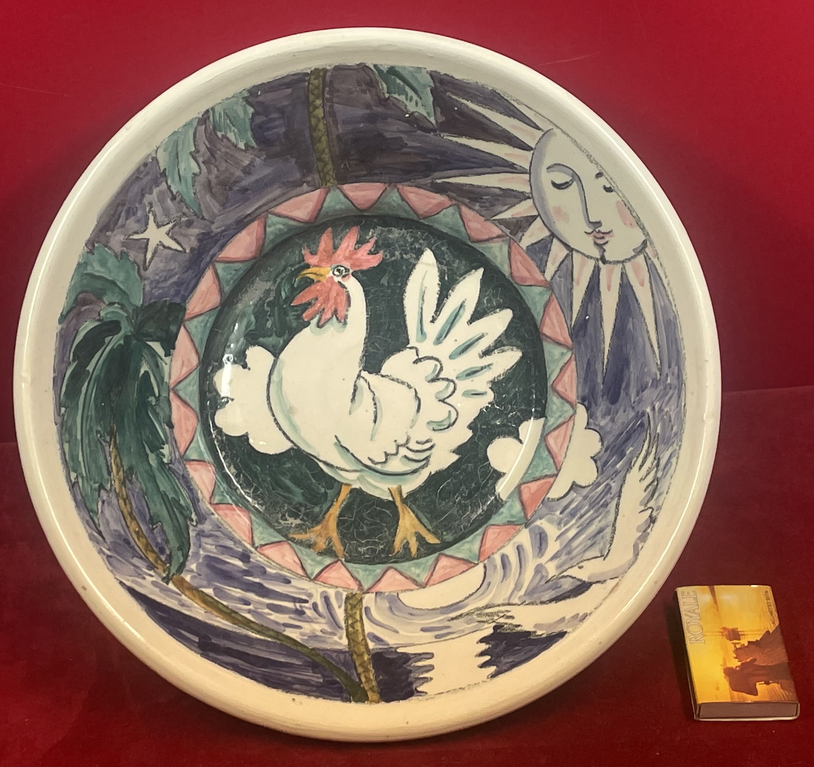Salad bowl, rooster, signature to be identified