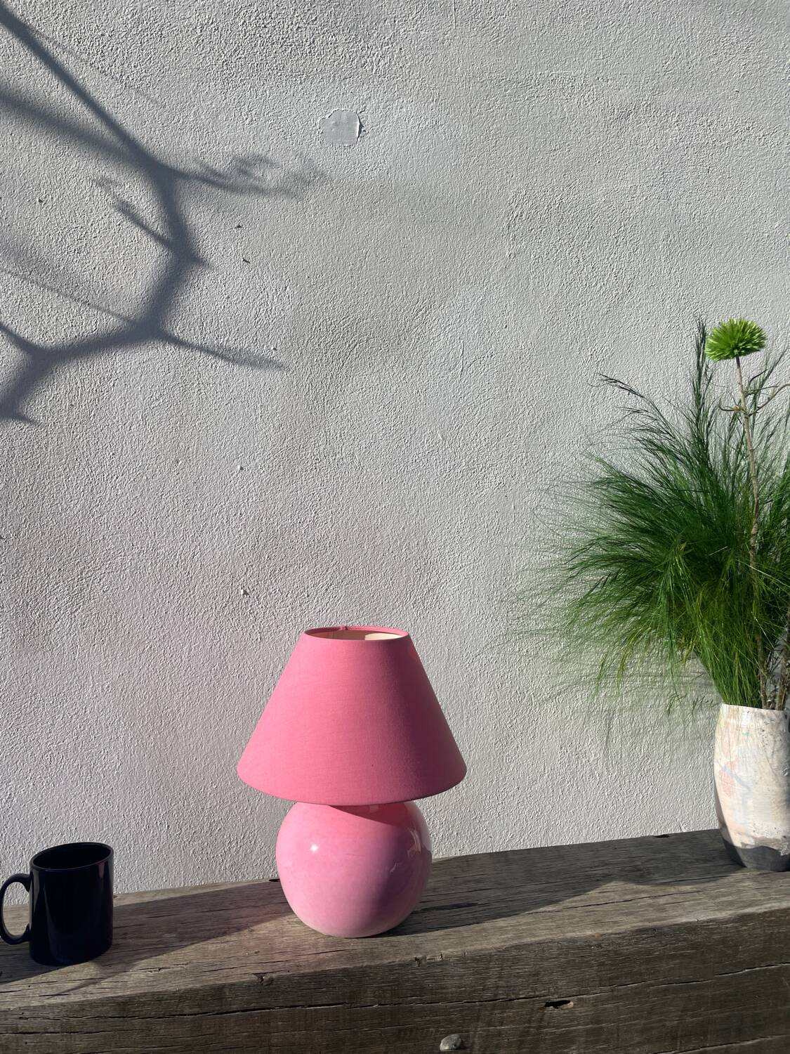 1970s pink ceramic lamp