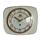 Vintage formica clock silent rectangular wall clock "Super Quinze Vert"