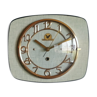 Vintage formica clock silent rectangular wall clock "Super Quinze Vert"