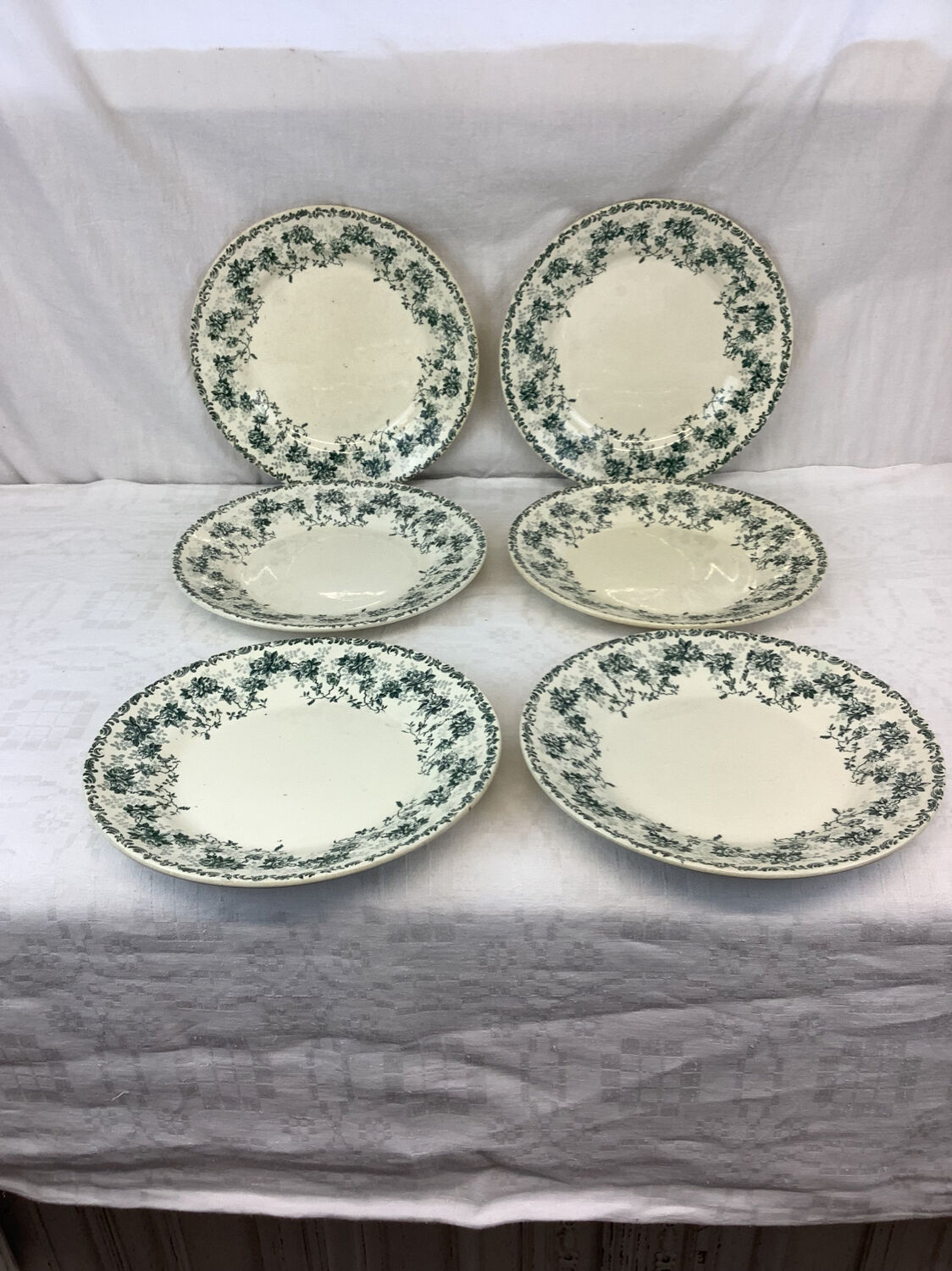 6 old flat plates made in france terre de fer choisy le roi