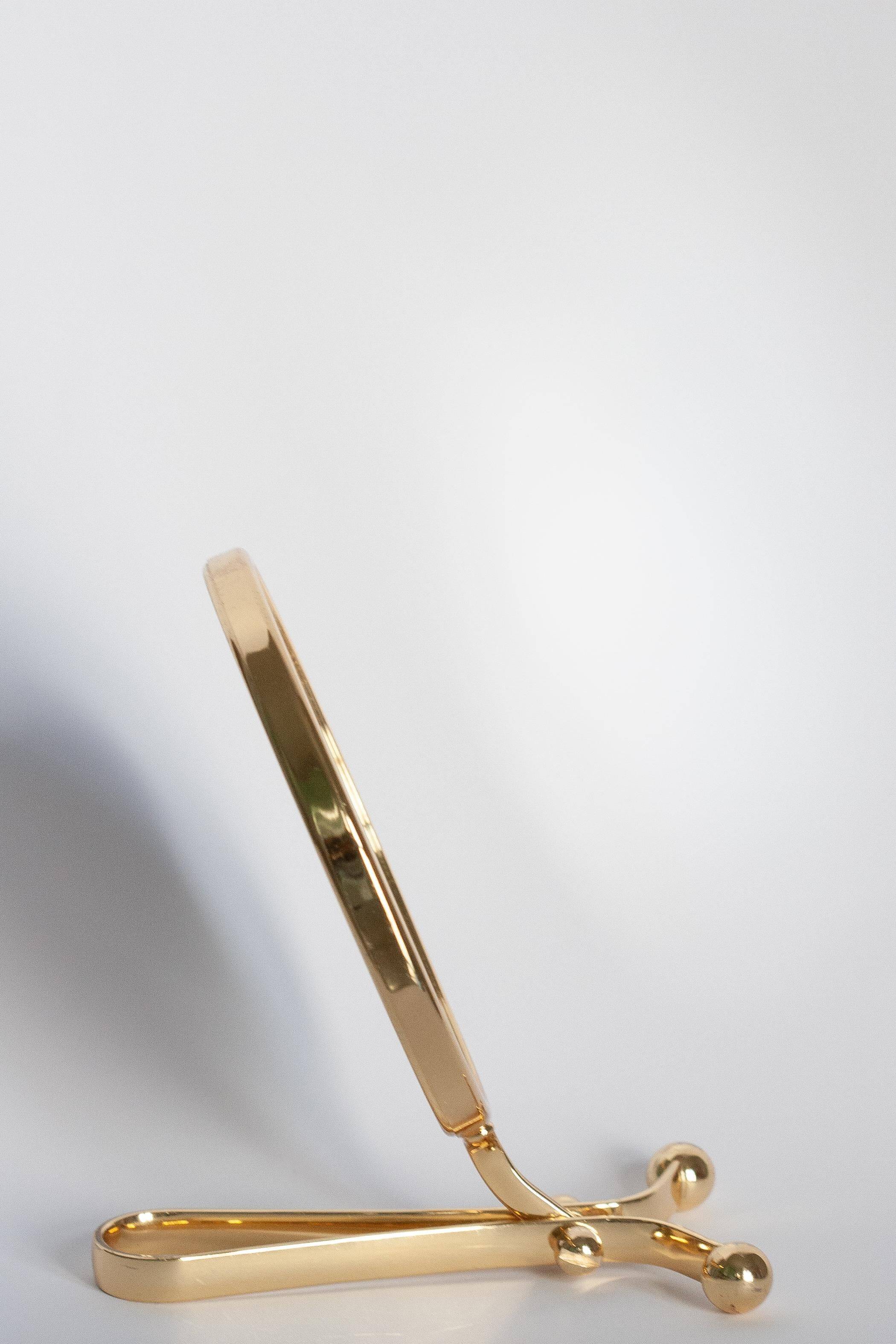 Decorative gold table mirror mid-century with metal frame, Italy, 1960s