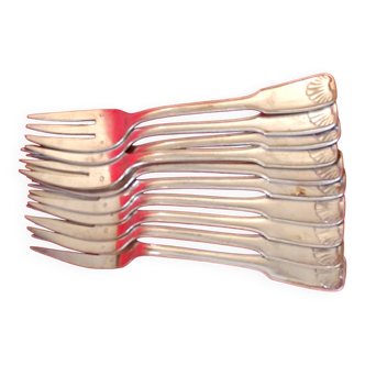 10 Fish forks. Shell Model;