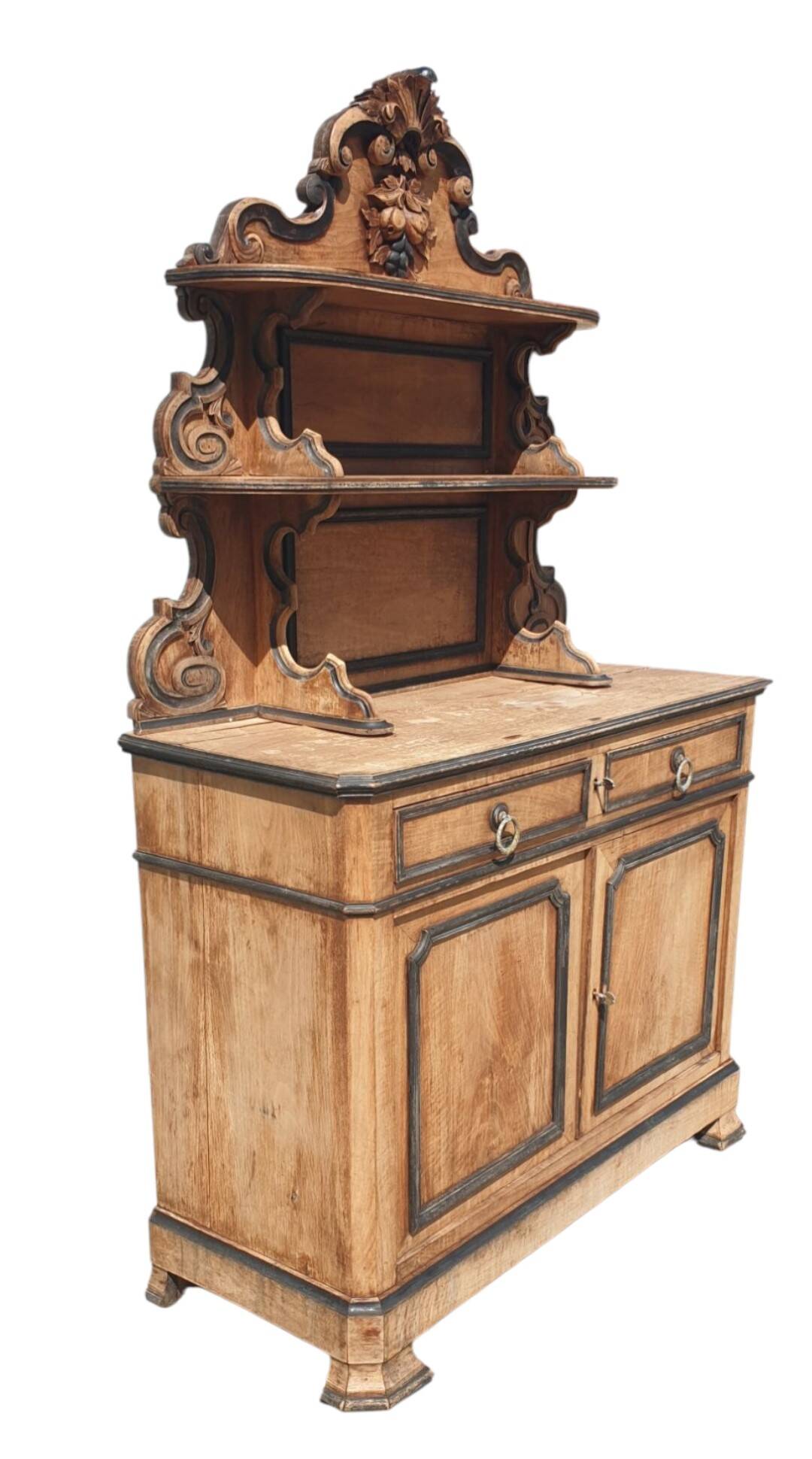 Antique natural wood sideboard