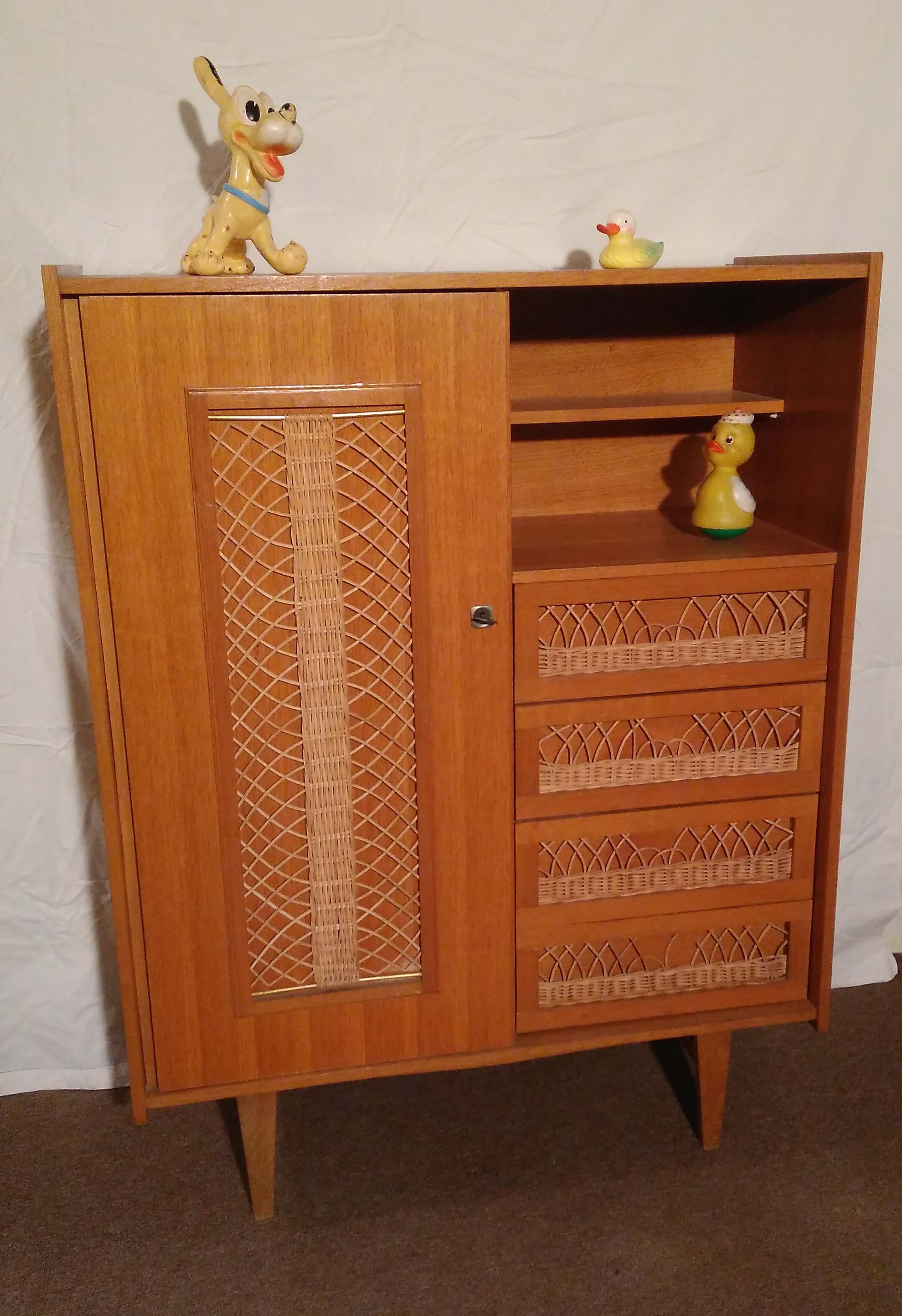 Vintage rattan wardrobe