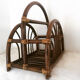 Vintage magazine holder in rattan and bamboo
