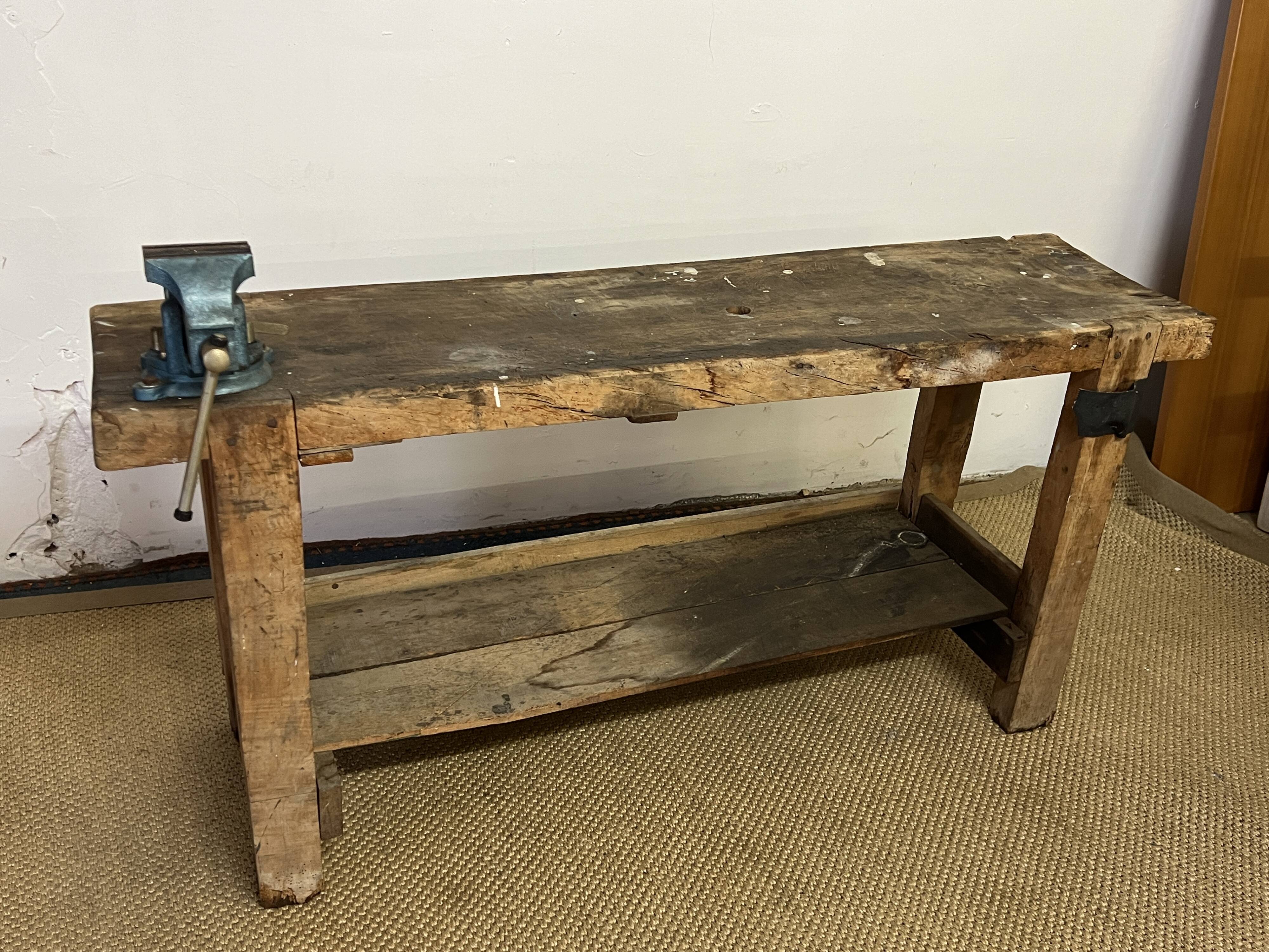 Old wooden craft workbench