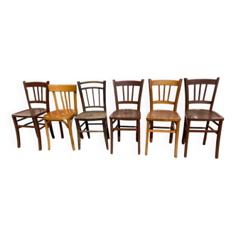 Set de 6 chaises bistrot dépareillées