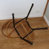 Fauteuil rotin enfant piètement métal 1950