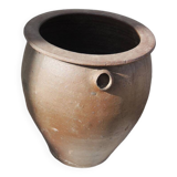 Ancien Pot à Graisse en Grès Marron Foncé H 23,5 cm