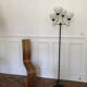 Modernist floor lamp with 4 lights in brass and opaline, Stilnovo style – Year 1960