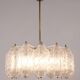 J.T. Kalmar brass chandelier with textured ice glass, Austria, 1950s