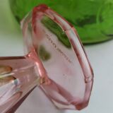 Pink Art Deco tulip vase in moulded glass