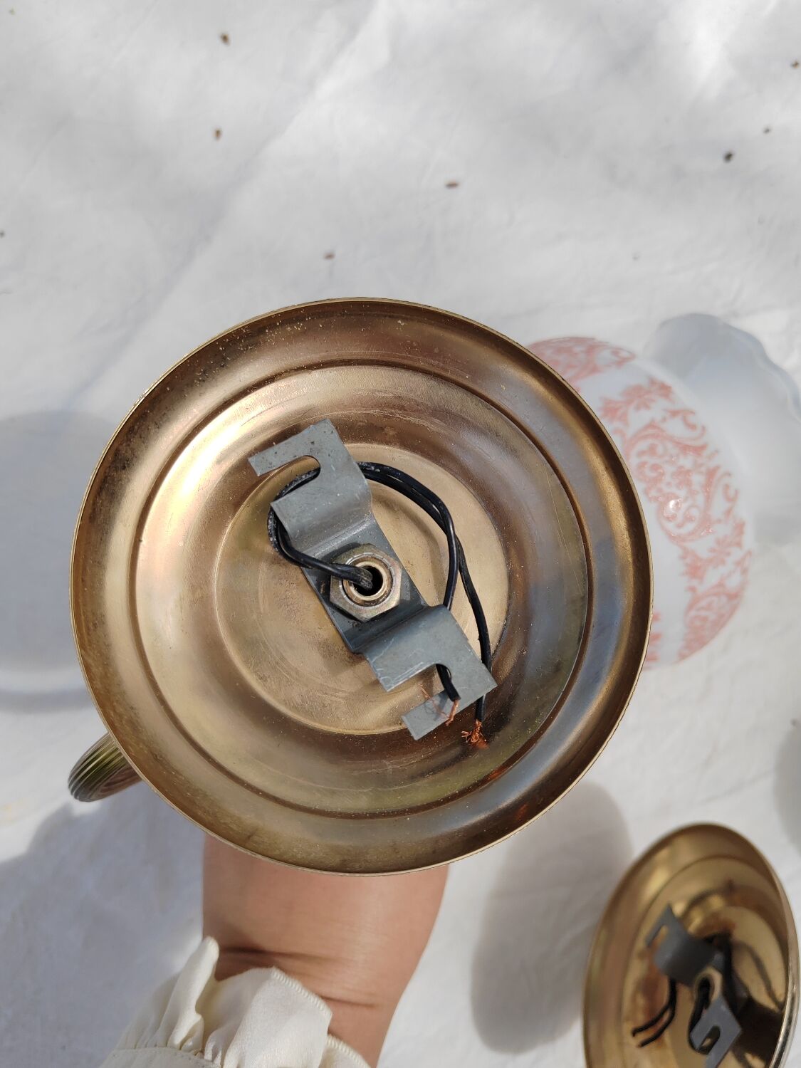 Pair of wall sconces with floral lampshades