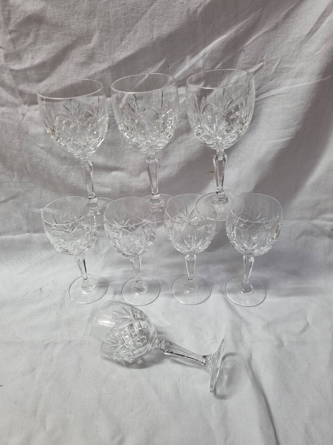 8 Bohemian crystal stemmed glasses