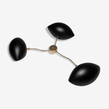 Wall lamp 3 arms Black Shell