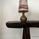 vintage lamp in pyrite sandstone and wool lampshade, La borne 1970