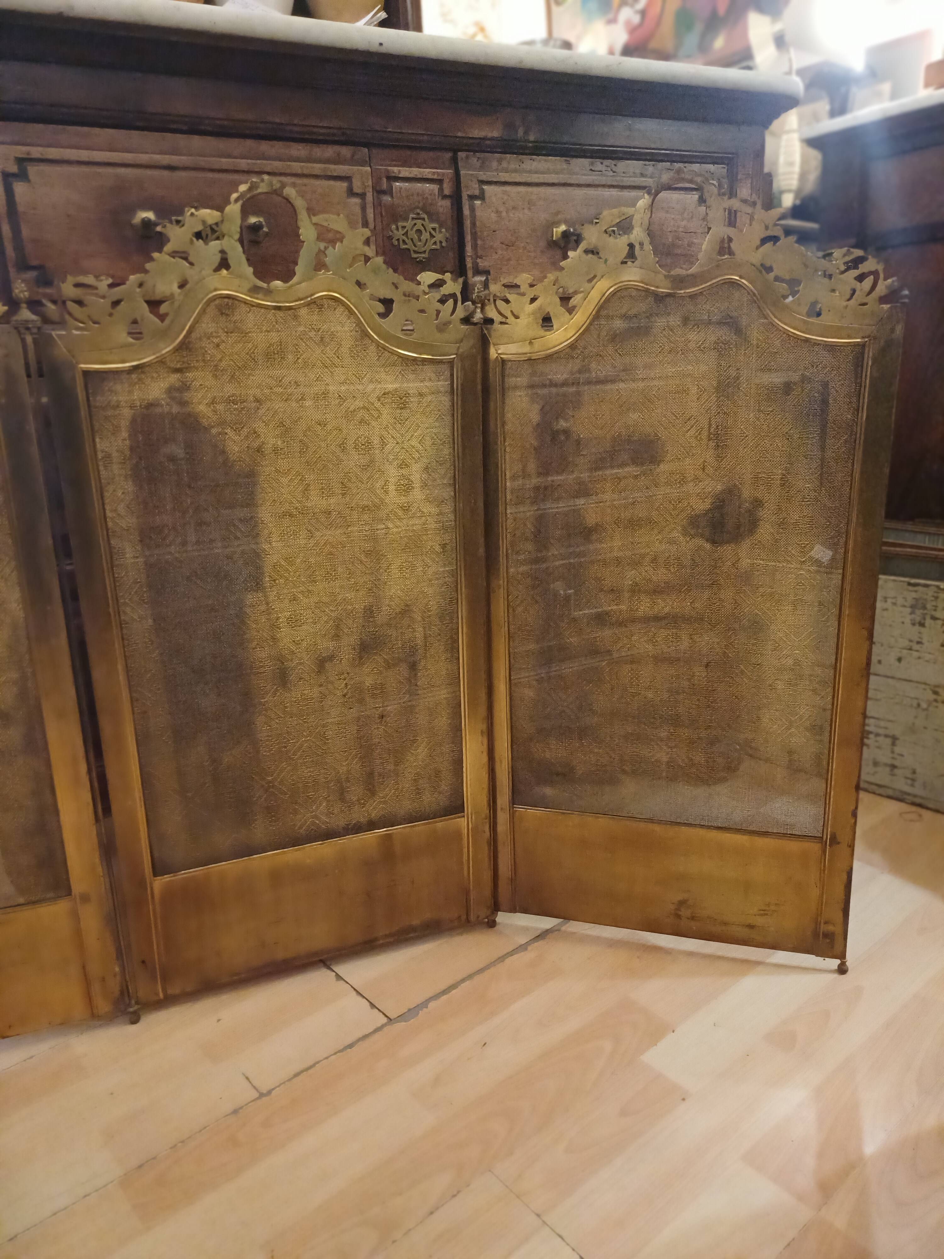 Very Beautiful Fireplace Screen 154 cm/77 cm in Bronze and Brass - Period 1880