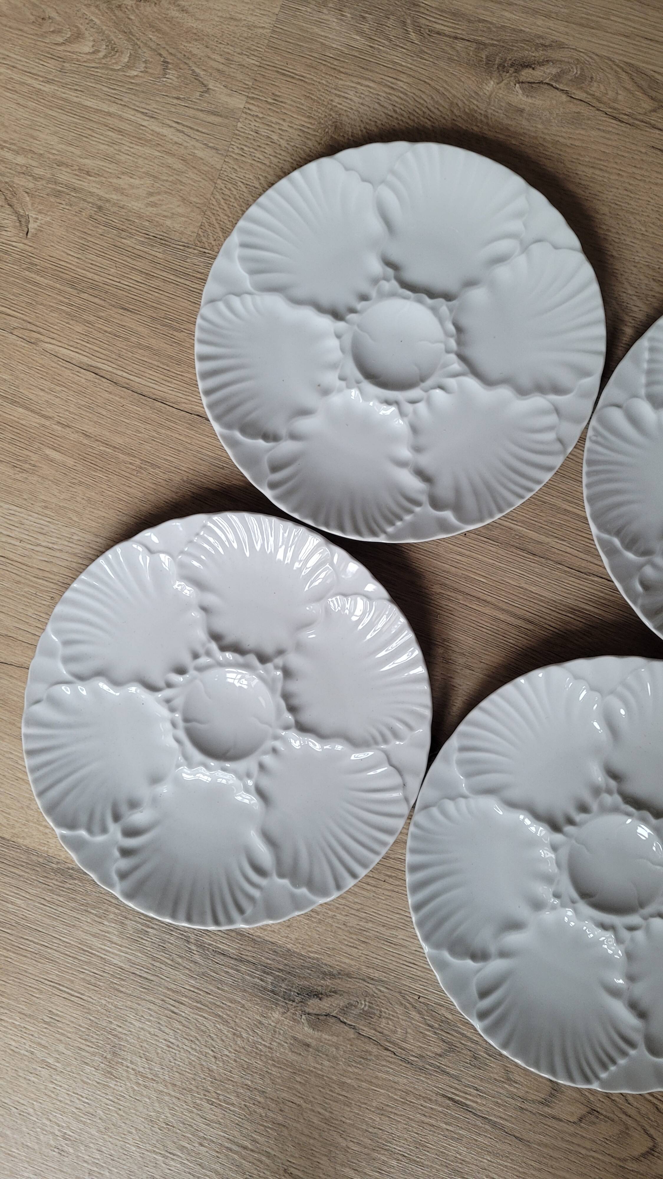 La Redoute x Selency set of 6 white oyster plates