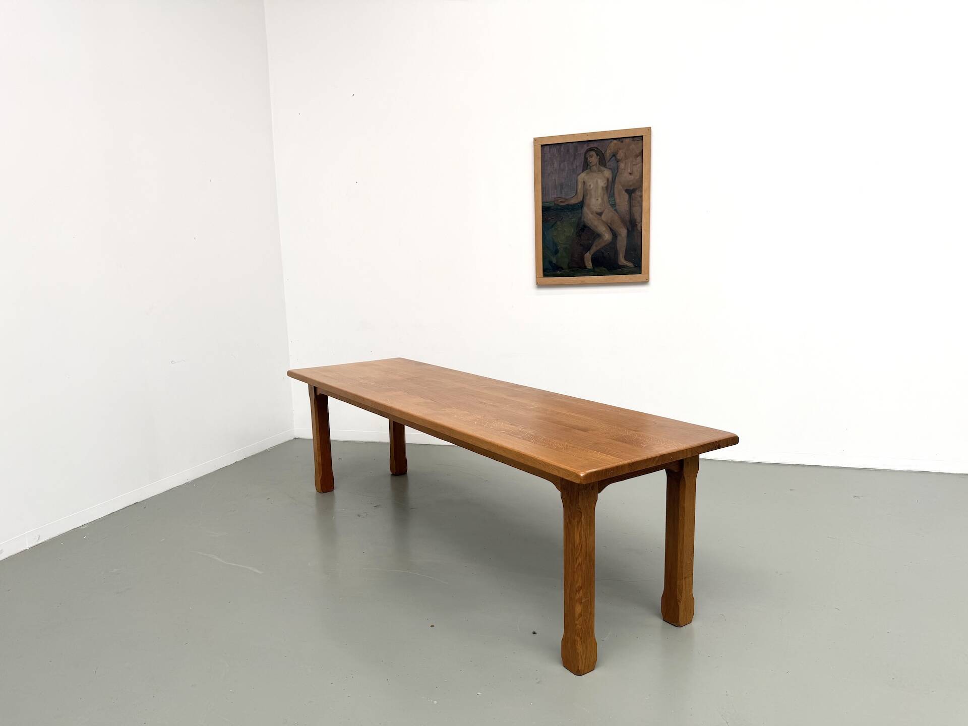 XL brutalist dining table in solid oak