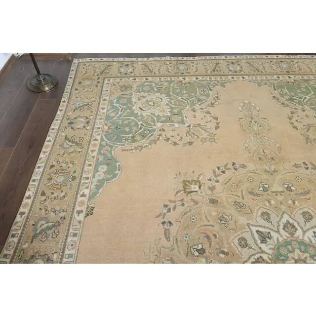 Tapis de zone vintage persan fait main en laine et coton des années 1970 285x397