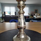 Eglomized mercurized glass candle holder
