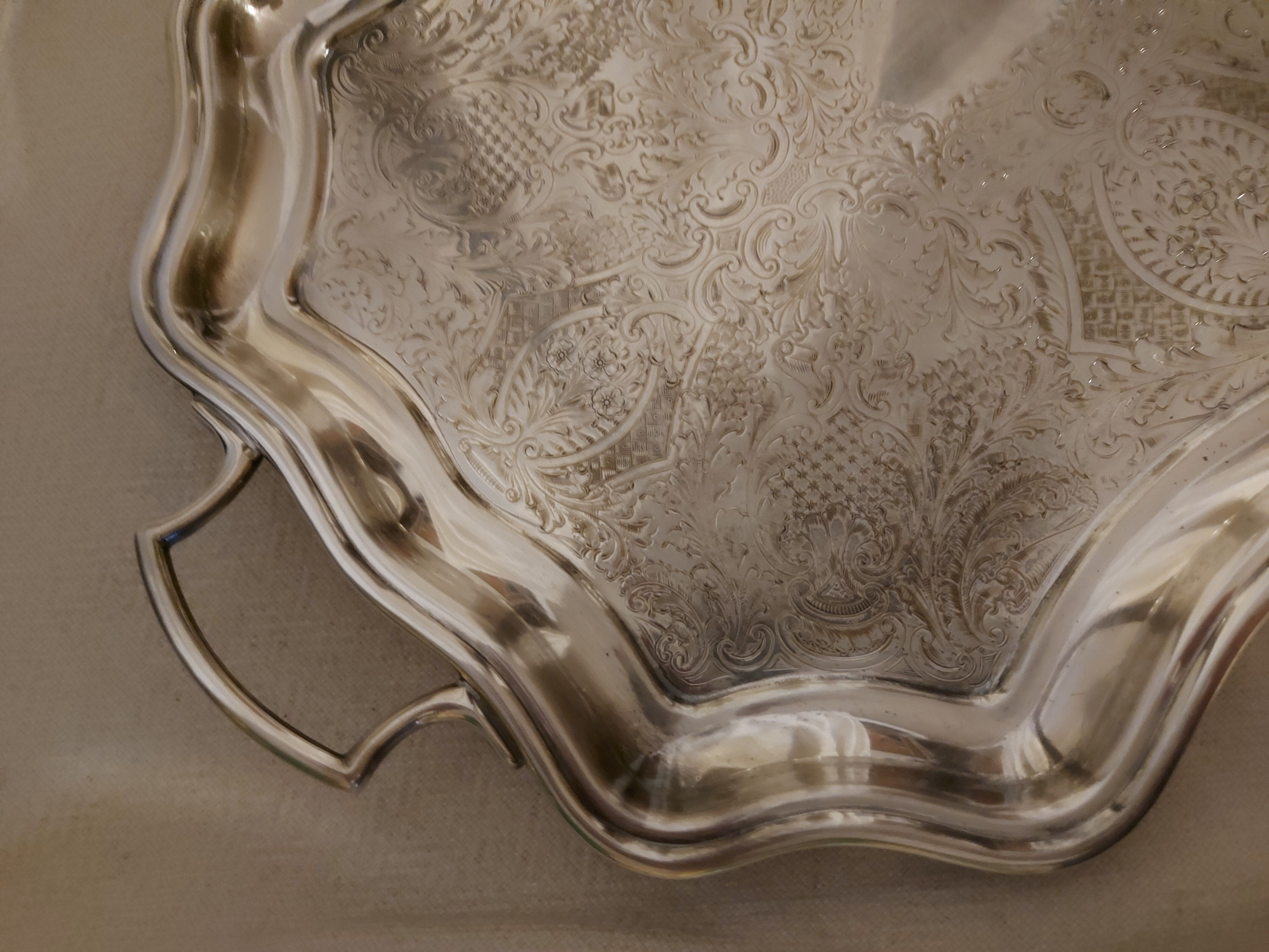 Large english silver metal tray