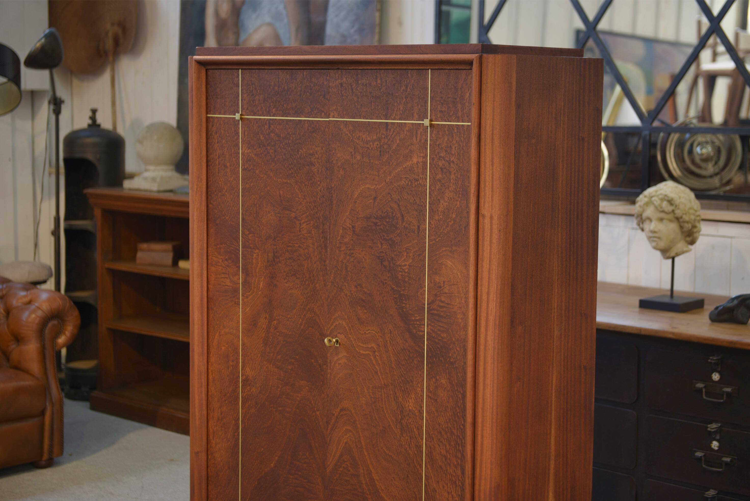 Art Deco mahogany wardrobe, signed A. Bicchierini, 1940s.