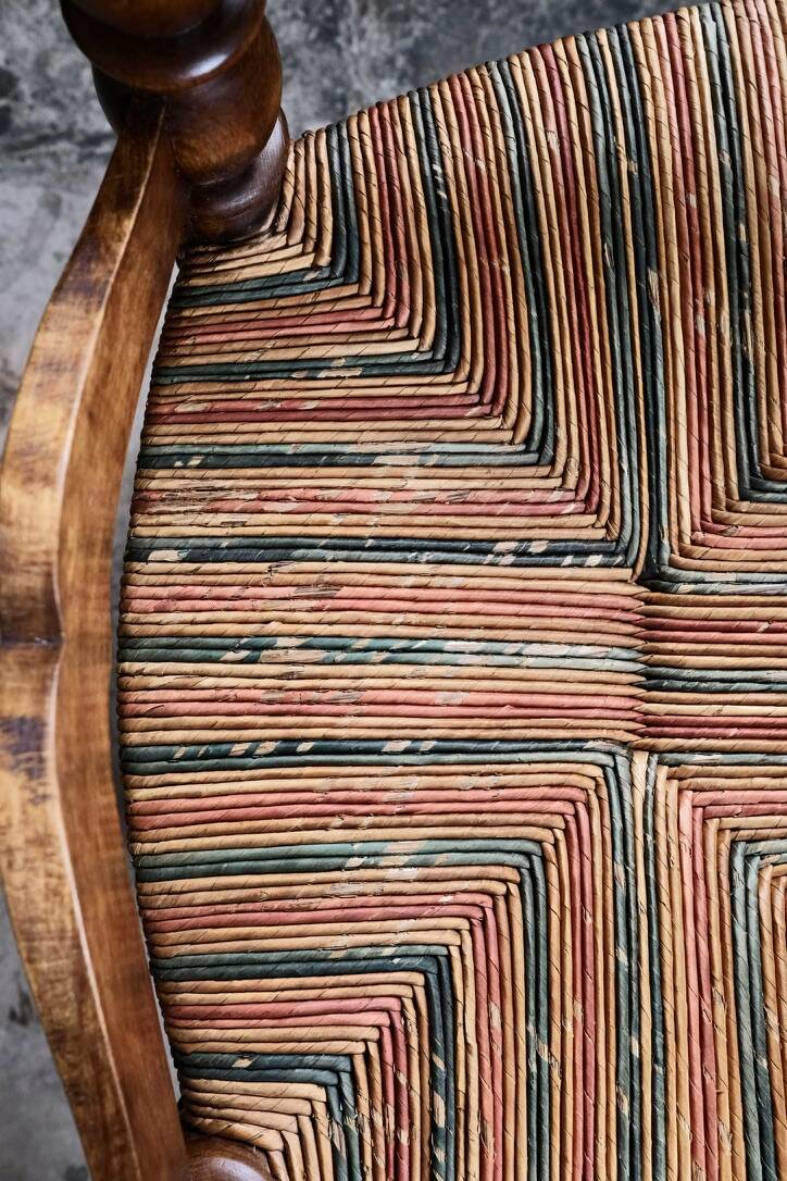 Pair of turned wooden spool armchairs, mid-20th century, France