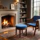 Scandinavian style armchair + velvet footrest
