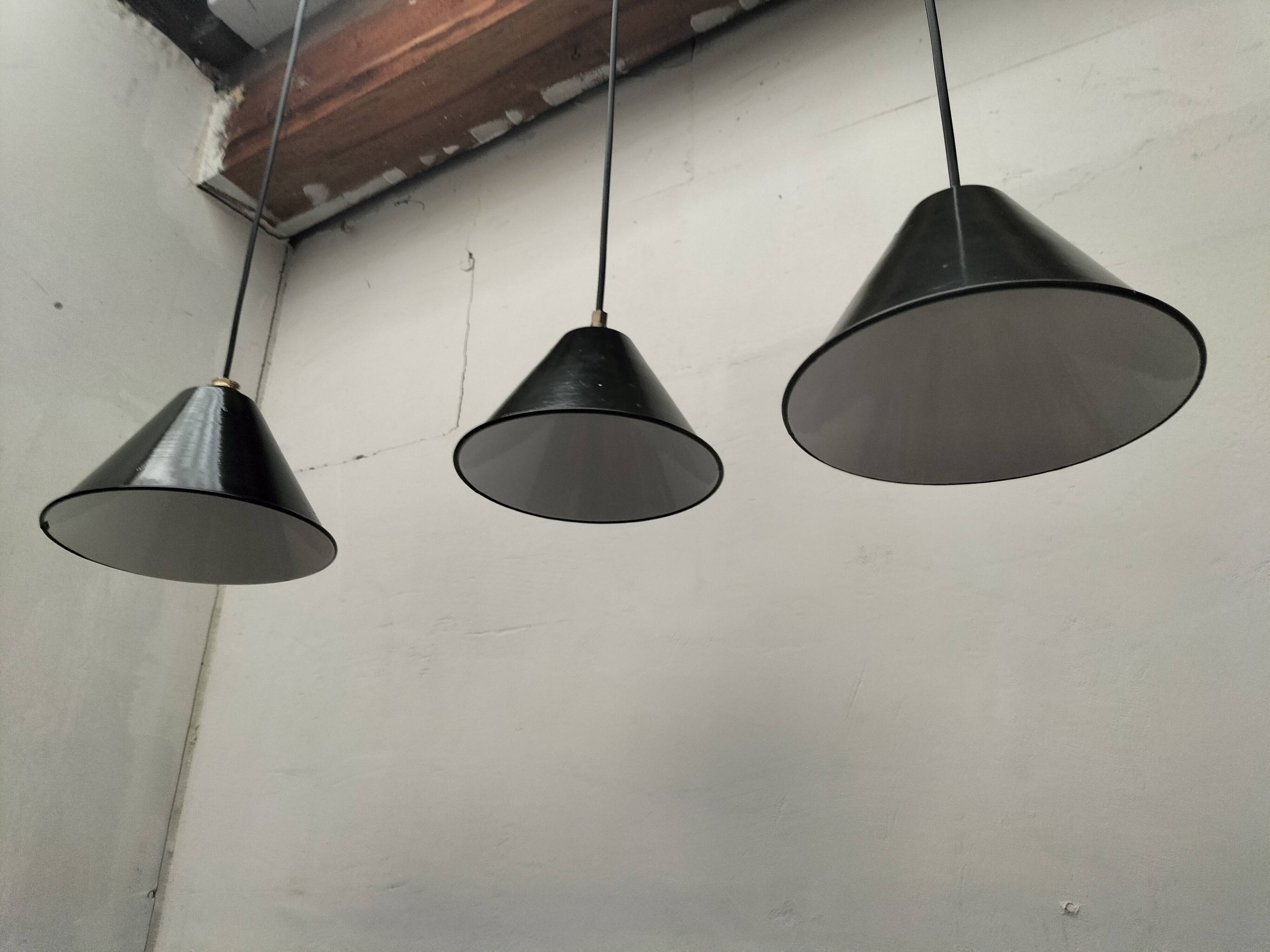Enameled sheet metal pendant lights