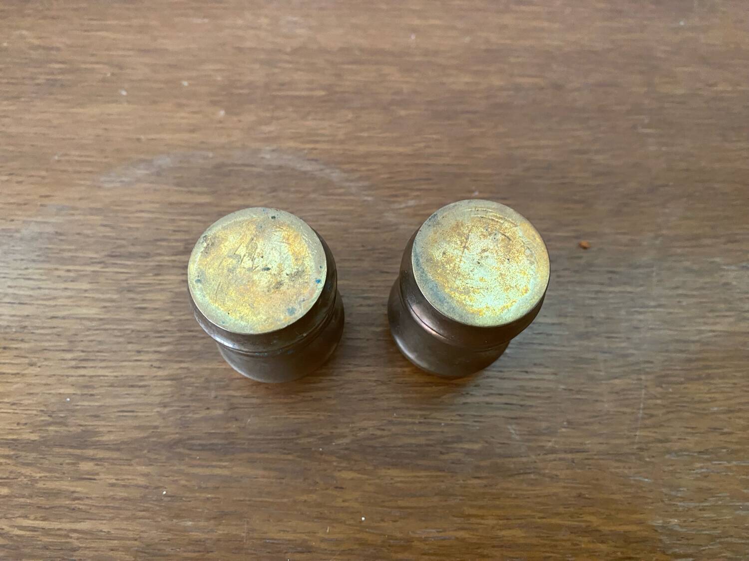 Antique Vintage Brass Salt Pepper Shaker Set